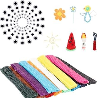 AUXSOUL 500 Pieces Wax Craft Sticks Non-Toxic Bendable Wax Sticks 100 Pairs Googly Eyes Kids Crafts Set DIY Crafting Kit for Kids DIY Art Supplies Toys