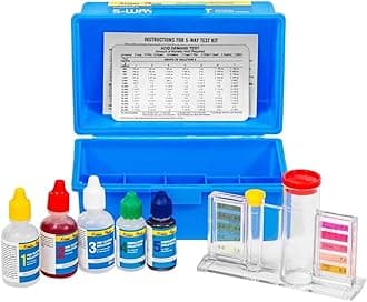 XtremepowerUS 5-Way Swimming Pool Test Kit pH, Chlorine, Bromine, Alkalinity Chemistry Testing with Case