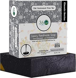 Pine Tar Bar Soap - Made in The USA - Castile Handmade, All-Natural, Cold-Processed - Infused with Pine Tar for Relaxation & Calm - Rich, Creamy Lather - (5oz)
