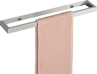 SAYAYO Bathroom Towel Rack Hand Towel Holder Self Adhesive & Screw Towel Rail SUS304 Stainless Steel 40CM Towel Bar Wall Mounted No Drilling, Brushed Nickel