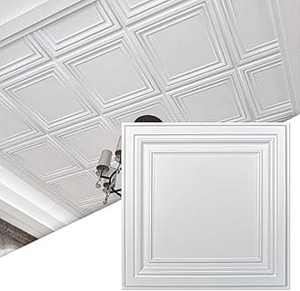 12-Pack PVC Drop Ceiling Tiles (48 Sq.Ft), 24"x24" Decorative Panels for Home and Office, 2ft x 2ft, Bright White Finish