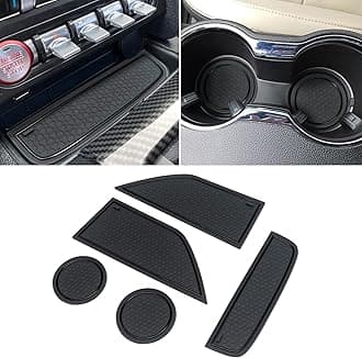 for Ford Mustang Accessories 2015-2023, Custom Fit Cup Holder Liners, Anti Dust Mats and Door Pockets Rubber Inserts Pad Mat Kit (Black