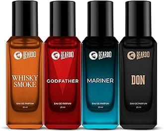 Beardo Perfumes Giftset For Men (Pack of 4 x 20ml) Whisky Smoke, GodFather, Mariner & Don Perfumes | Perfume for Men, Bold & Perfect for Everyday Wear | Long Lasting Fragrance | Gift for Men | Gift