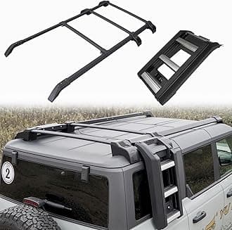 Extended Roof Rack Cross Bars & Side Ladder for 2021-2026 Ford Bronco 4Door Hard Top Rooftop Cargo Accrssories Luggage Rack (Except Bronco Sport)