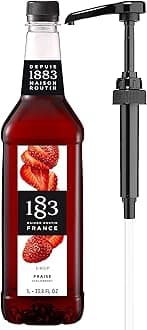 Strawberry Syrup with Pump for Hot & Cold Drinks - 1 Liter 33.8 Ounces
