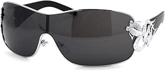 Womens Coy Metal Jewel Designer Fashion Shield Wrap Sunglasses