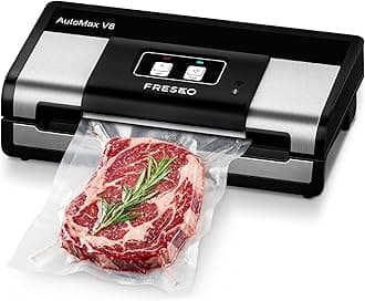 FRESKO - Fully Automatic Vacuum Sealer Machine, 140 Watts, Hands Free Food Sealer with Smart Bag, Dry/Wet Food Detection, 2 Roll Bag, Cutter