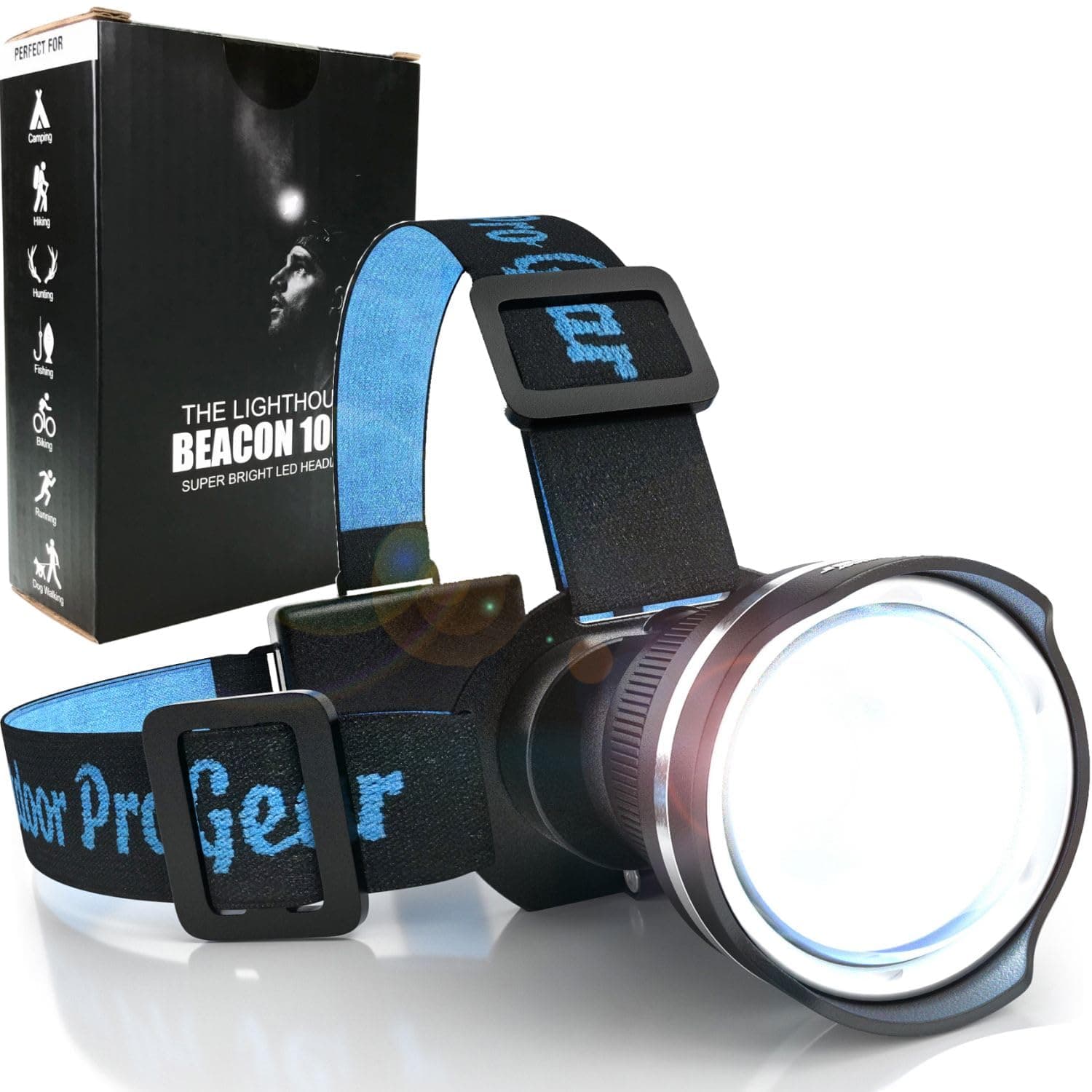 Headlamp Flashlight - Battery Powered LED Headlight for Adults - Zoomable, Super Bright & Comfortable - Outdoor Head Lamp for Hiking, Fishing, Hunting, Camping [3-AA Batteries Included]