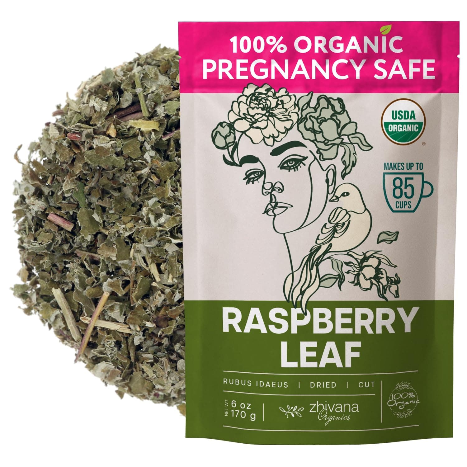 Organic Red Raspberry Leaf Tea – Wild Raspberry Tea for for Pregnancy, Healthy Cycle, Menstrual Cramps – 6oz