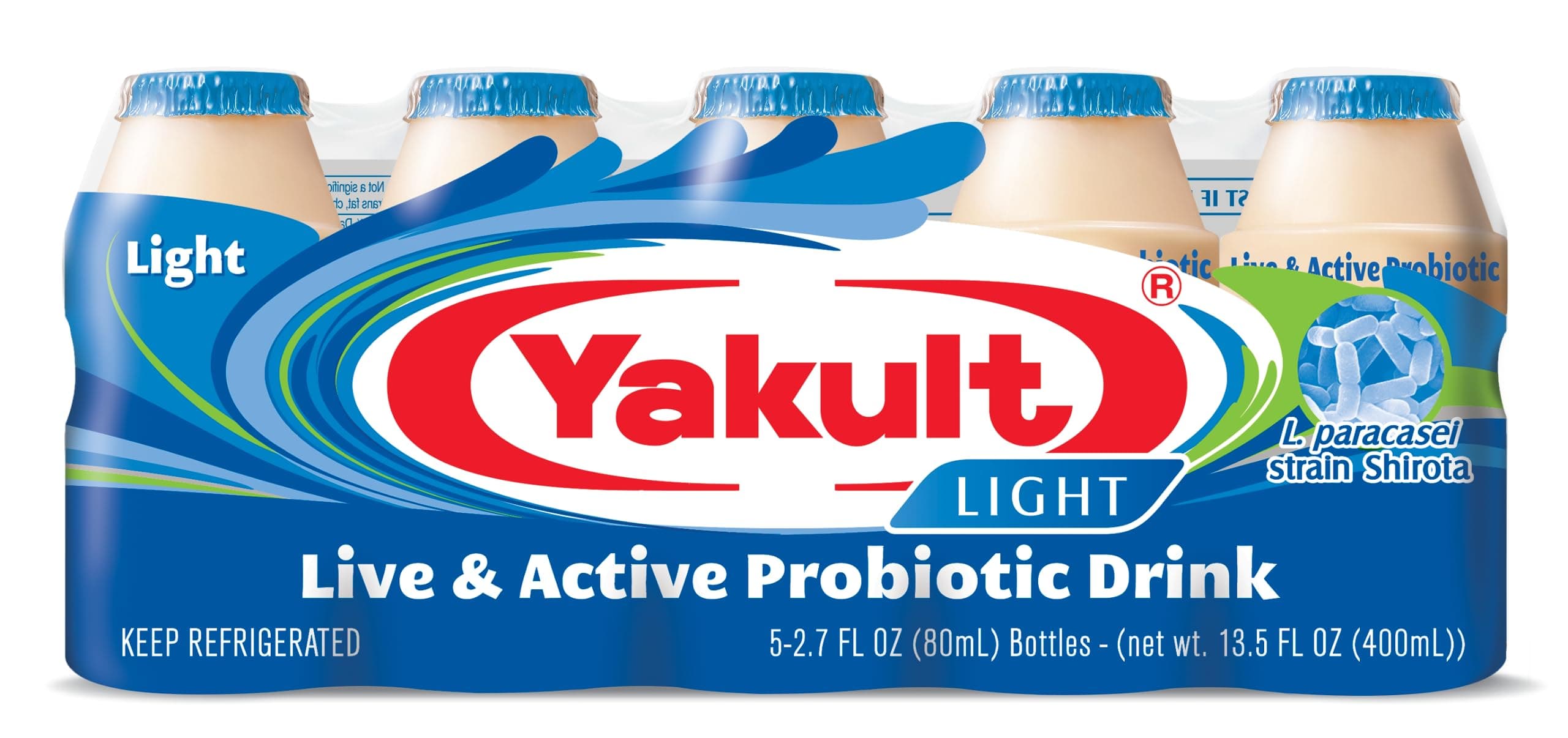 Yakult Probiotic Drink Light, 2.7 fl oz Bottle, Pack of 5