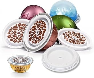 Reusable Lids For Nespresso Vertuo, 6 Pcs Food Refillable Pods For Nespresso, Grade Silicon Refillable Pod compatible with Nespresso Vertuoline Capsule (No Capsule）