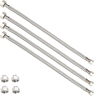 Klabb 24-Inch Long Bathroom Kitchen Faucet Connector Braided Stainless Steel Supply Hose 3/8-Inch Female Compression Thread x M10 Male Connector, x 4Pcs (2 Pair)