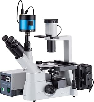 AmScope IN300T-FL-MF603 40x-1000x Inverted Plan Fluorescence Microscope + CCD Low-Light Camera