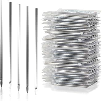 20G 50pcs Hollow Piercing Needles - 316L Stainless Steel Jewelry Needles, Micro Tips for Ear & Septum Precision Piercing