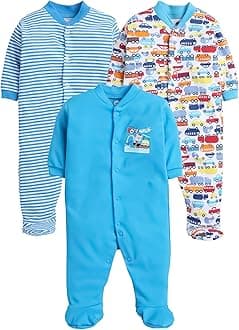 EIO 100% Cotton Rompers/Sleep Suits/Jumpsuit/Night Suits for Baby Boys & Girls, Infants, New Born Combo Pack Turquoise