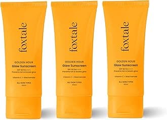FoxTale (Pack Of 3) Glow Sunscreen Spf 50 Pa++++ Lightweight With Vitamin C&Niacinamide|Fast Absorbing|Uva&Uvb Filters Prevents Tanning|No White Cast|Non-Greasy|For Men&Women|All Skin Types-50 Ml