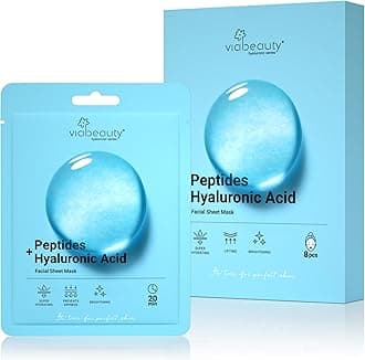 8 Pack Hyaluronic Acid Face Mask with Peptides Complex - Deep Hydrating & Brightening Facial Sheet Mask - Moisturizing Face Masks Skincare Facial Sheets for All Skin Types