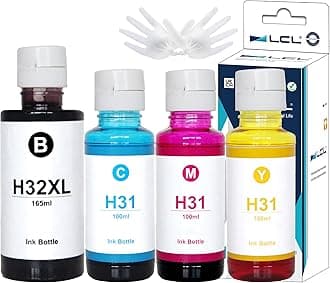 31 32XL Ink Bottle Set Refill Compatible with HP Smart Tank 7301 7001 7602 6001 5101 5102 5000 Plus 651 551 455 457 450 GT-5810 GT-5820 Printers (165ML 32XL Black,100ML 31 Color)