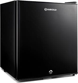 Subcold Aire30 LED Mini Fridge | 30L Table Top Model | Quiet Frost Free Fridge for Bedrooms & Hotels | Lockable with Solid door & interior LED light (Black)