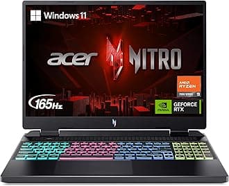 Acer Nitro 16 Gaming Laptop | AMD Ryzen 9 7940HS Octa-Core CPU | NVIDIA GeForce RTX 4070 Laptop GPU | 16" WQXGA 165Hz IPS Display | 16GB DDR5 | 1TB Gen 4 SSD | Wi-Fi 6E | RGB Backlit KB | AN16-41-R5KC