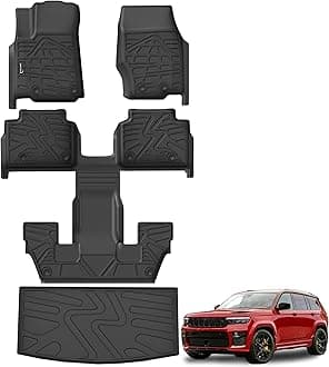 Floor Mats for Jeep Grand Cherokee L 2021-2025 2026 (Only for 6-Seater Without Center Console), All Weather TPE Protection Floor Liners Cargo Mat Accessories