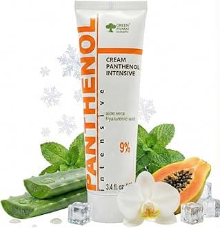 9% Intensive Panthenol Cream 3.4 Oz/ 100 Ml with Aloe Vera & Hyaluronic Acid | Deep Moisturizing, After Sun & Tattoo Care, Hair Transplant for All Skin Types (Cream, 100 Ml)