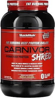 MuscleMeds Carnivor Shred Fat Burning Hydrolized Beef Protein Isolate, 0 Lactose, 0 Sugar, 0 Fat, Vanilla Caramel, 2 Pound, 28 Servings