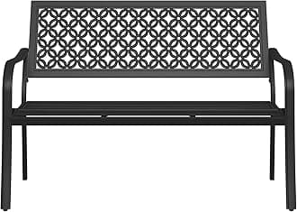 Grand patio Garden Bench, Outdoor Bench with 2-3 Seater, Rust Resistant, Stamped Pattern, Choice of Colours, Suitable for Indoor, Outdoor, Patio, Park (Black)