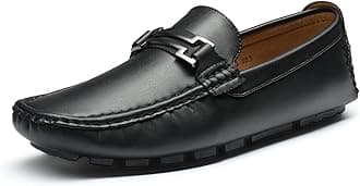 Bruno MarcMen's Hugh-01 Black Faux Leather Driving Penny Loafers Boat Shoes - 8 M US