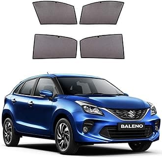 Car Window Sun Shade/Curtain for Maruti Suzuki Baleno All Models - Black Color (Pack of 4)