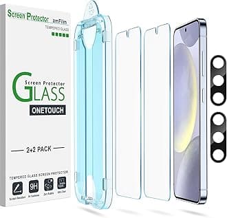 Auto-Alignment OneTouch for Samsung Galaxy S24+ Plus 6.7" Screen Protector + Camera Lens Protector, Tempered Glass, 30 seconds Installation, Bubble Free, Case Friendly, Anti-Scratch [2+2 Pack]