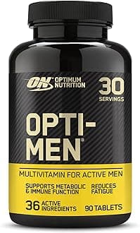 Optimum Nutrition Opti-Men Multi-Vitamin Supplements for Men with Vitamin D, Vitamin C, Vitamin B6 and Amino Acids, Unflavoured, 30 Servings, 90 Capsules