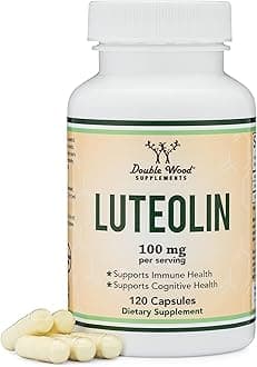 Double Wood Supplements Luteolin 100mg Servings (120 Capsules, Manufactured in The USA) Potent Polyphenols Flavonoid for Brain and Cardiovascular Support