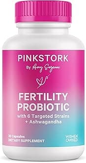 Pink Stork Fertility Support Probiotics for Women with Ashwagandha for Vaginal Health, Conception, pH Balance, Hormone Balance, and Gut Flora, Fertility Supplements for Women, 30 Capsules