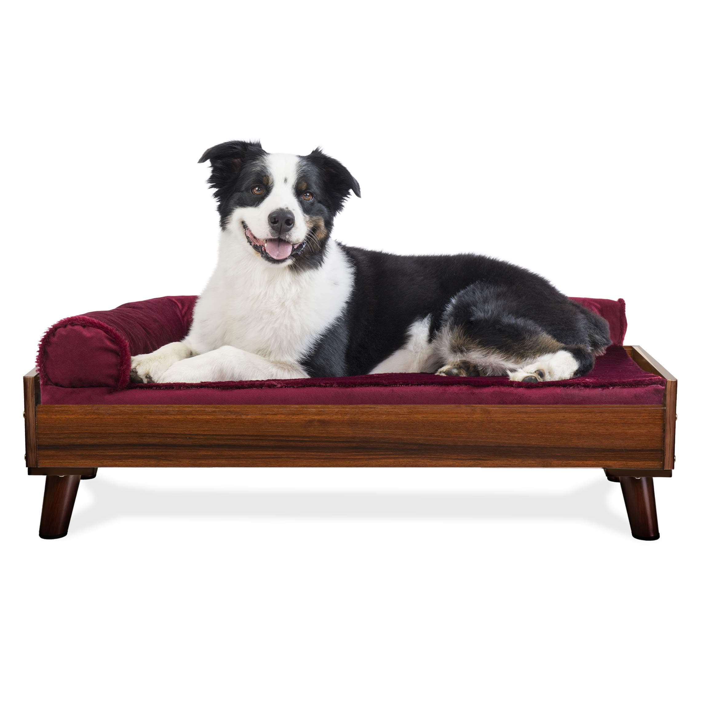 Furhaven Elevated Dog Bed Frame for 36" x 27" Large Dog Beds, Easy Assembly - Mid-Century Modern Bed Frame - Walnut, Large