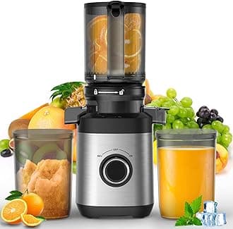 Juicer Machines, Cold Press Juicer Fit Whole Fruits and Vegetables, Slow Masticating Juicers with Wide Feed Chute, High Juice Yield