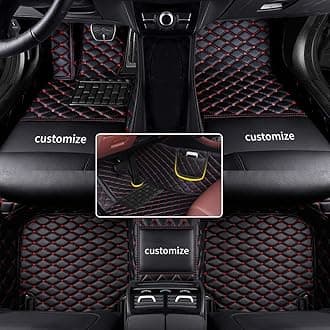 car Floor Mats fit for Toyota Tundra 1999-2025 Custom Style Luxury Leather All Weather Protection Floor Liners Black-Red-Color