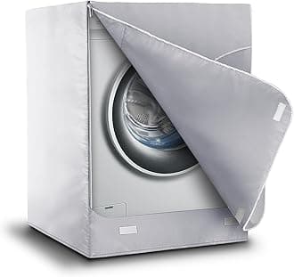 AKEfit Washer/Dryer Cover for Front Load, Washing Machine Cover Waterproof, Dustproof and Anti-UV, Heavy Duty Oxford Washer Covers for Outside, 27"W x 33"D x 39"H -Silver