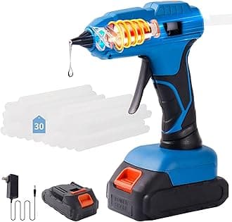 60W cordless hot glue gun, powered by a 20V battery, comes with 30 full-size glue sticks, anti drip, fast heating, perfect for DIY crafts, maintenance, and home projects (including batteries)