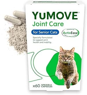 YuMOVE Senior Cat Joint Supplement for Joint Care & Joint Support, with Glucosamine, Chondroitin & Green Lipped Mussel, for Senior Cats, 60 Capsules - Eco Friendly and Letter Box Ready Packaging