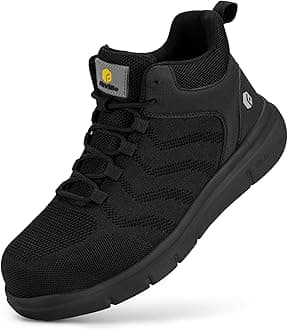 FitVille Mens Wide Fit Work Safety Boots Composite Toe Mesh Breathable Industrial Work Shoes for Men