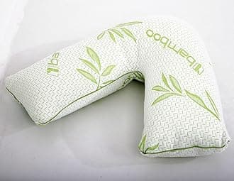 ARLINEN Bamboo Memory Foam V Shaped Pillow for Nursing Mothers, Multi-functional Shredded Memory Foam V Shaped Pillow with Removable Cover.