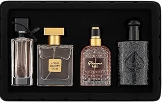 Elegant Gift Presentation: Four exquisite fragrances in an elegant black box with luxurious gold accents, perfect for gifting and making unforgettable impressions.