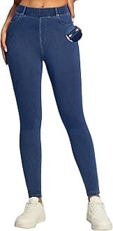 IUGA Jeggings for Women Tummy Control Stretchy Jeans for Women High Waisted Pull on Skinny Jean Leggings with Pockets Trendy