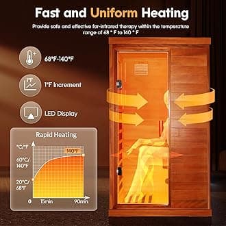OUTEXER One Person Sauna Far Infrared Finland Spruce Wood Saunas Room Home Wood Spa Dry Saunas Single Person Spa Beauty of Natural Wood 67.3x37.4x29.5inch