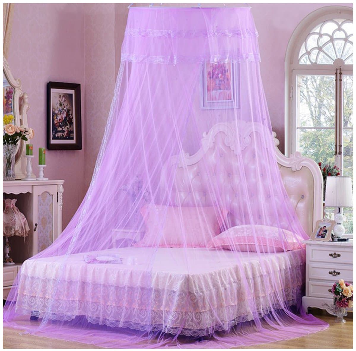 Bed Canopy Mosquito Net, Netting Bedding for Full Queen King Baby Bed-Keeping All the Flying Bugs/Mosquitoes/Insects Away (40"-71", Purple)