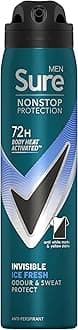 Men Nonstop Protection Invisible Ice Fresh Deodorant Body Spray Antiperspirant with body heat activated technology for 72 hour odour and sweat protection 250 ml