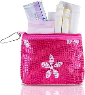 Period Starter Kit - Fashionable and Organic Menstrual Period Survival Kit - When Aunt Flo Makes a Surprise Visit! (Your First Choice to-Go!) (Pink)