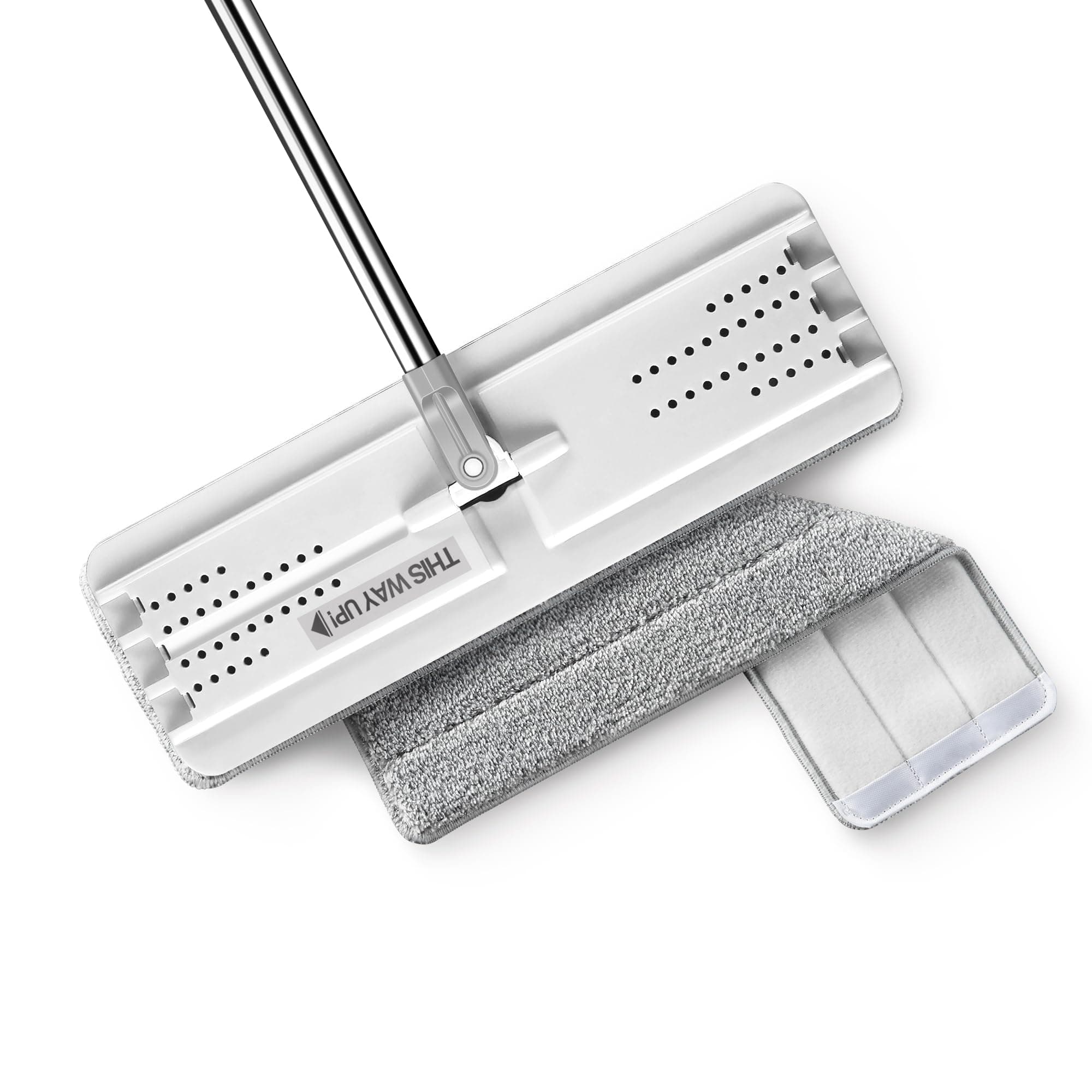 JOYMOOP Flat mop, Microfiber Floor and Wall Cleaner with 50" Mop Handle and Flexible 13" Flat Head - White