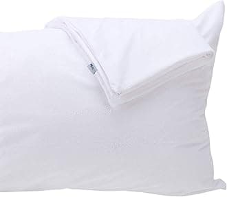 Kingnex Feather Proof Pillow Protectors with Zipper Standard Size 2 Pack - 100% Waterproof - Down Proof - Terry Surface